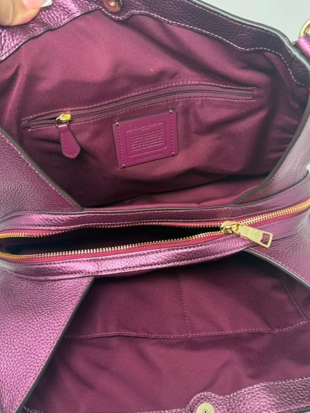 Coach Hadley Hobo — Metallic Berry/Magenta Pebbled Leather